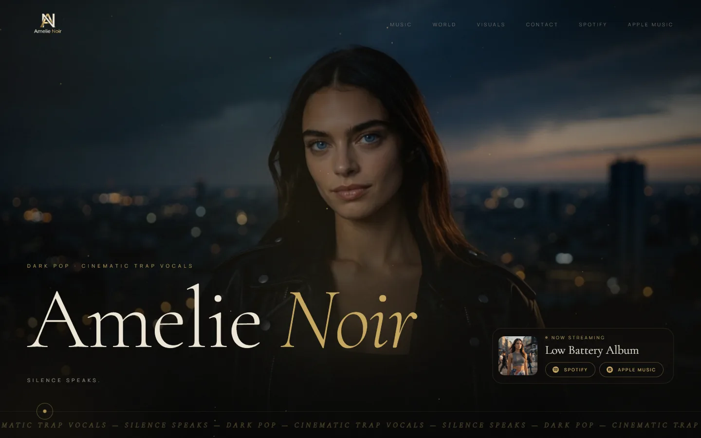 Amelie Noir — Desktop-Ansicht